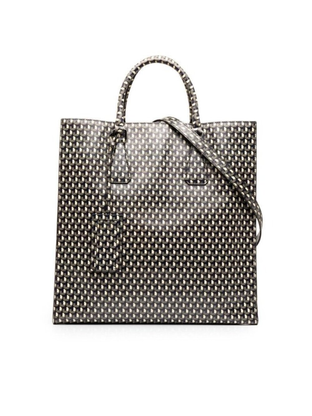 Prada Saffiano Stamp Part Geometric Pattern Shoulder Bag 2-Way Multicolor
